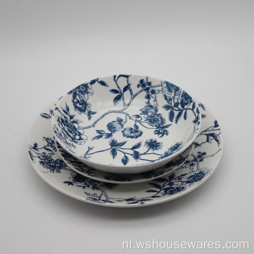 Blauwe wijnbloem witte porselein diner sets